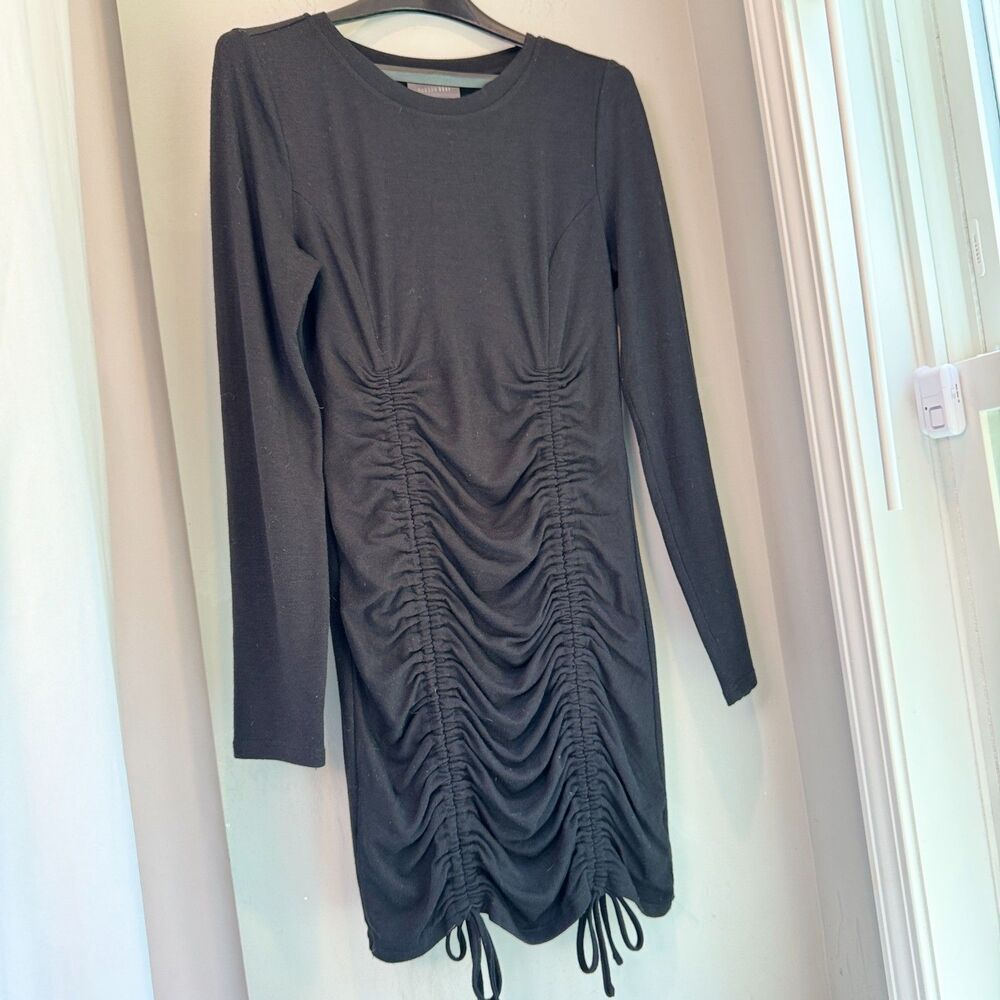 Hudson Gray Black Tie Sides Long Sleeve Scrunch Dress (Size Medium) - Picture 1 of 8
